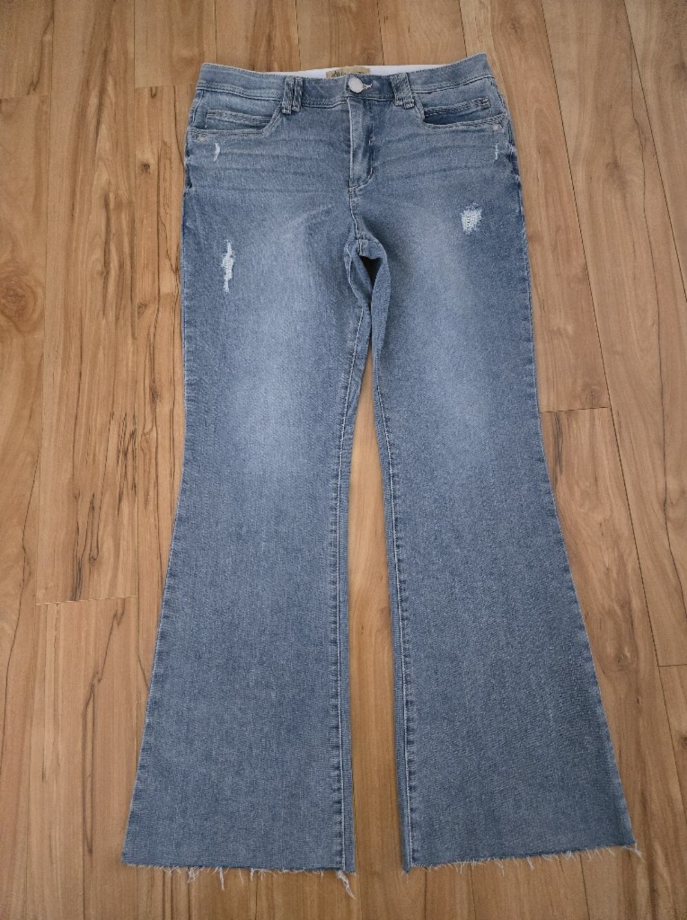 Democracy "Ab"solution Fray Hem Kick Flare Jeans Distressed Sz 14